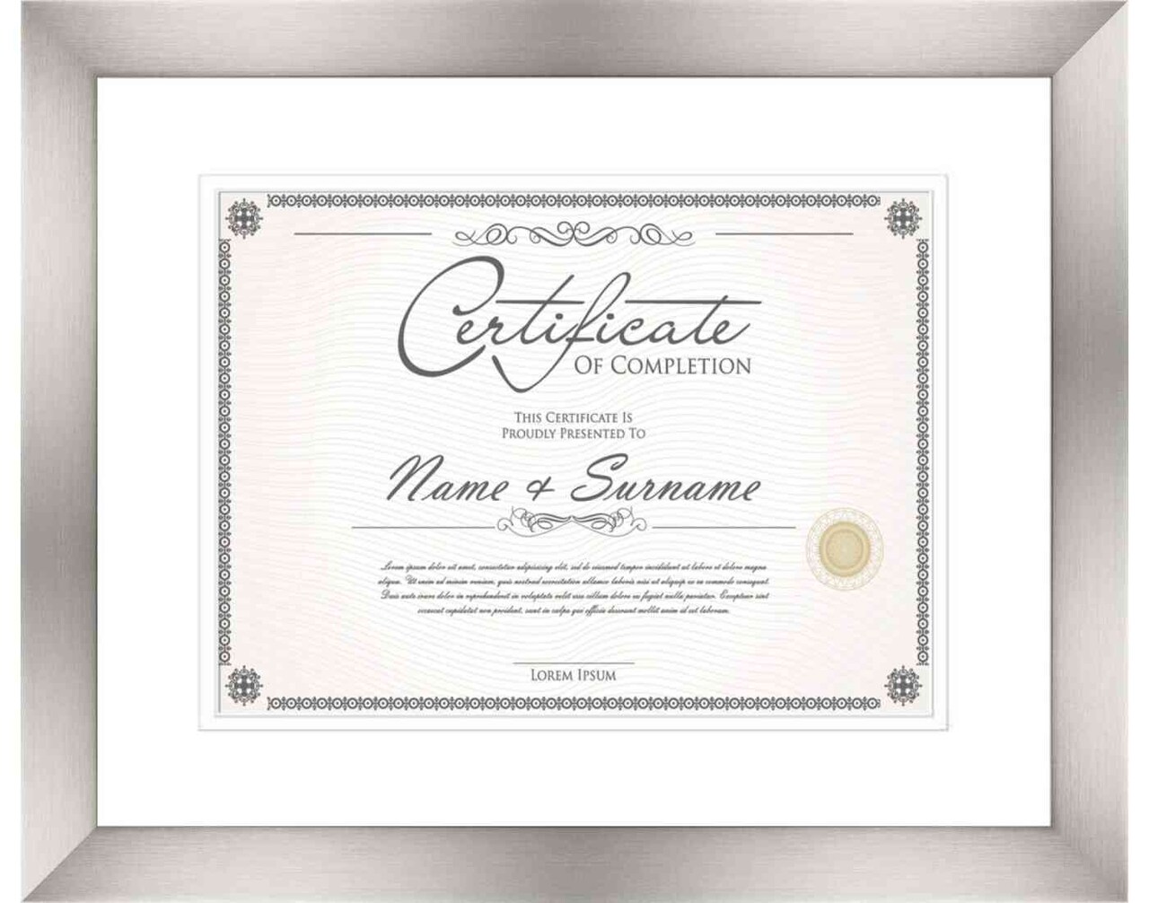 Pewter Diploma Frame for Certificate, Acid-Free White Mat, UV Acrylic, Backing, and Hanging Hardware, 8 Sizes Available